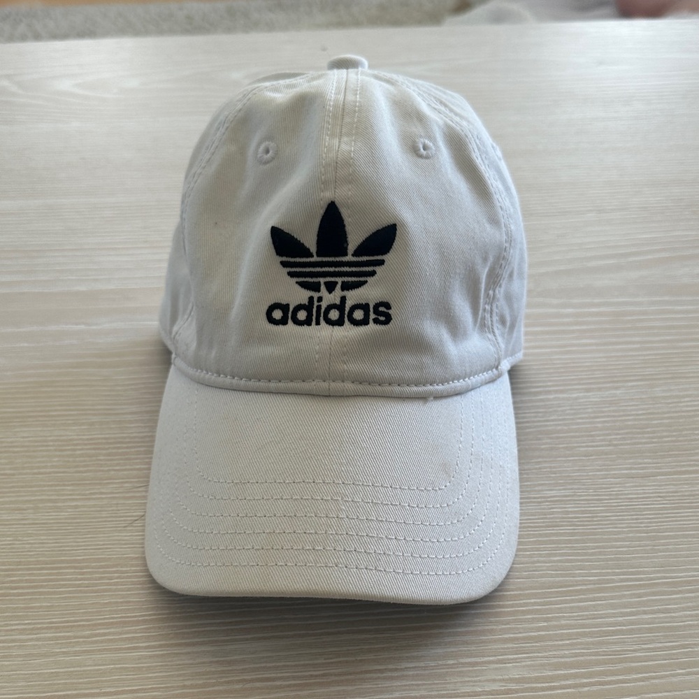 Adidas Kids White and Black Logo Cap